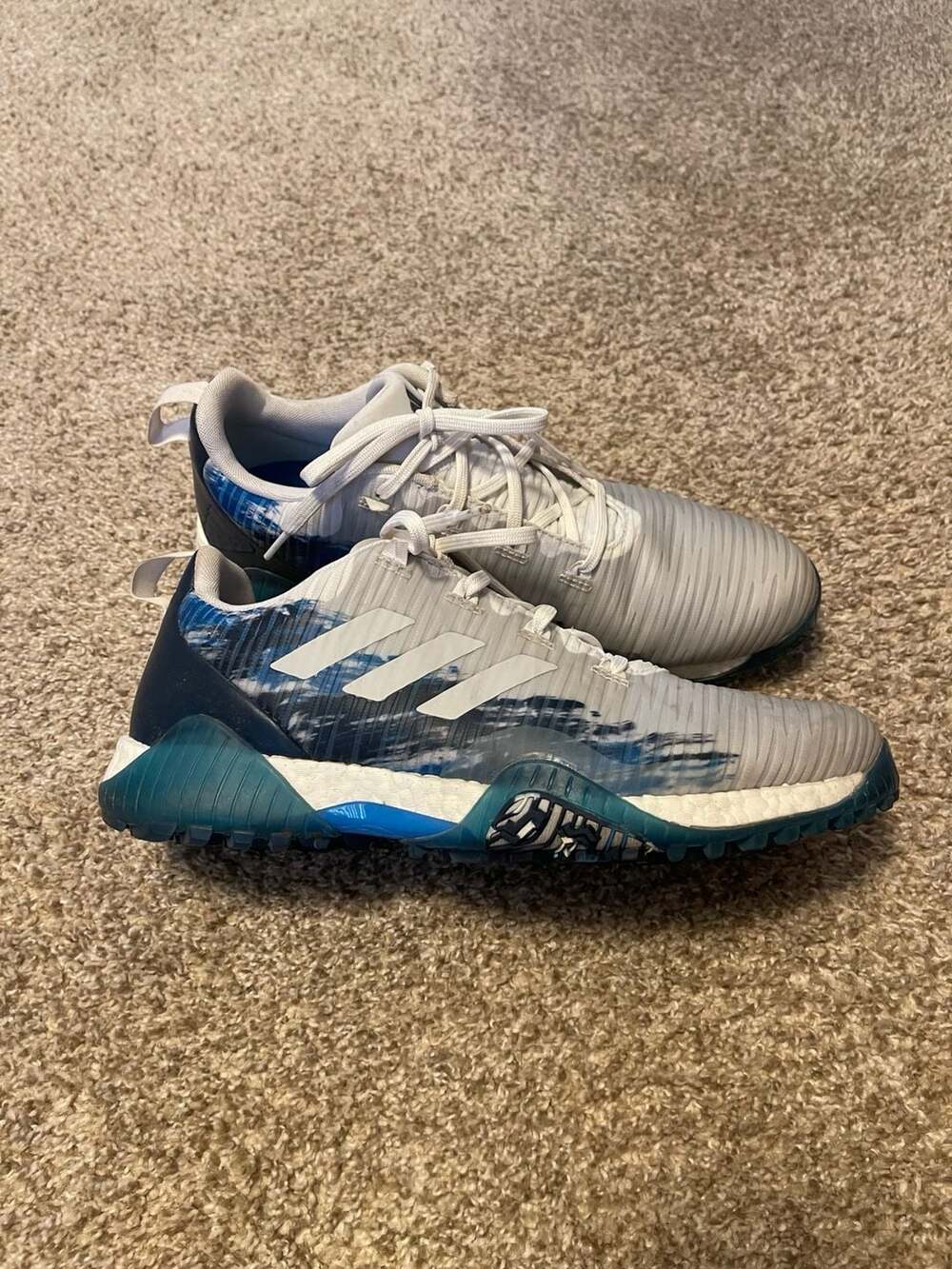 adidas CodeChaos Spikeless Golf Shoes White Grey Navy
